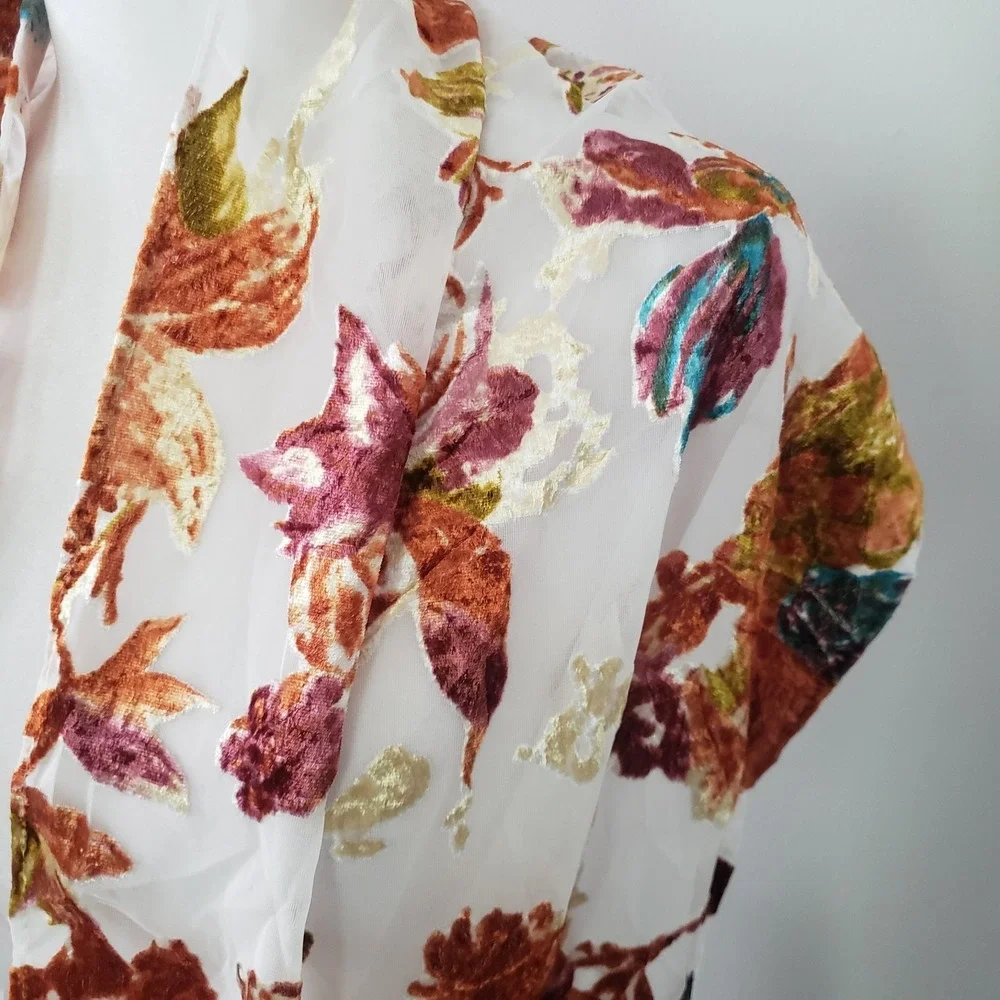 Krazy Kat Infinity Scarf Velvet Burnout Forest Fairy Sheer Fall Leaves Boho